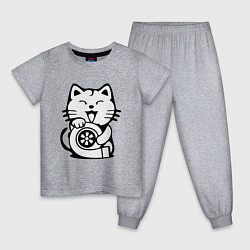 Пижама хлопковая детская JDM Cat & Engine Japan, цвет: меланж