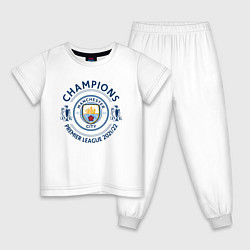 Пижама хлопковая детская Manchester City Champions 20212022, цвет: белый