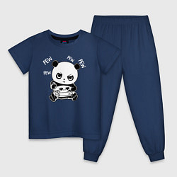 Пижама хлопковая детская Панда геймер, цвет: тёмно-синий