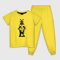 Пижама хлопковая детская Чёрный медведик, цвет: желтый