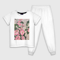 Пижама хлопковая детская Prairie Rose Розы, цвет: белый