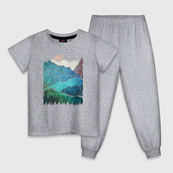 Пижама хлопковая детская Большие горы и маленький медведь, цвет: меланж