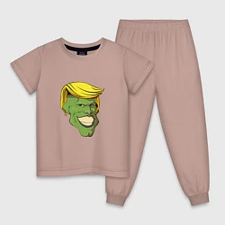 Пижама хлопковая детская Трамп - Маска, цвет: пыльно-розовый