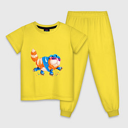 Пижама хлопковая детская КОТОФЕЙ НА РОЛИКОВЫХ КОНЬКАХ, цвет: желтый