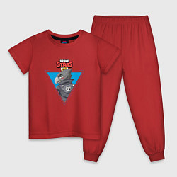 Пижама хлопковая детская Ворон в треугольнике из бравл старс, цвет: красный