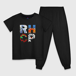 Пижама хлопковая детская Red Hot Chili Peppers Альбомы, цвет: черный