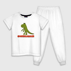 Пижама хлопковая детская GODZILLASAUR, цвет: белый