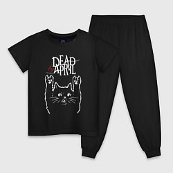 Пижама хлопковая детская Dead by April Рок кот, цвет: черный
