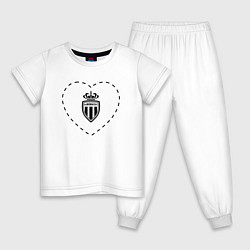 Пижама хлопковая детская Лого Monaco в сердечке, цвет: белый