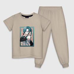Пижама хлопковая детская Hatsune Miku Drain, цвет: миндальный