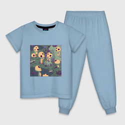 Пижама хлопковая детская Kodama - playtime цвета мягкое небо — фото 1