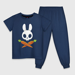 Пижама хлопковая детская Череп кролика с двумя морковками, цвет: тёмно-синий