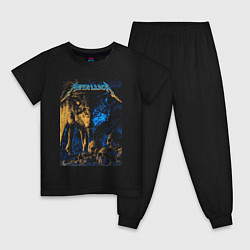 Пижама хлопковая детская Metallica Плакат волки, цвет: черный