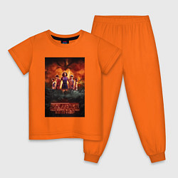 Пижама хлопковая детская Очень странные дела, персонажи, цвет: оранжевый