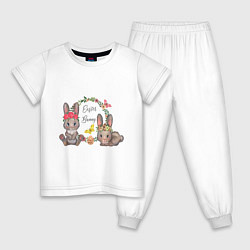 Пижама хлопковая детская EASTER BUNNIES, цвет: белый