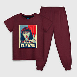 Пижама хлопковая детская Stranger Things Eleven, цвет: меланж-бордовый