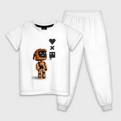 Пижама хлопковая детская Оранжевый робот с логотипом LDR, цвет: белый