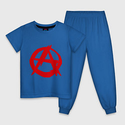 Пижама хлопковая детская Символ анархии цвета синий — фото 1