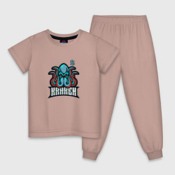 Пижама хлопковая детская Сиэтл Кракен НХЛ, цвет: пыльно-розовый