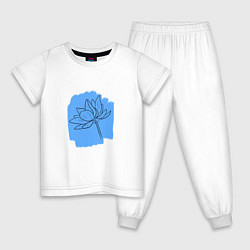 Пижама хлопковая детская Лотос на синем фоне, цвет: белый