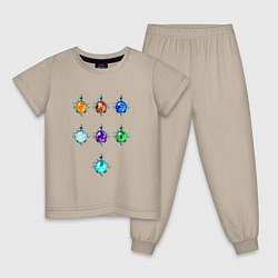 Пижама хлопковая детская Genshin Impact icons, цвет: миндальный