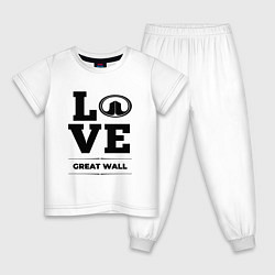 Пижама хлопковая детская Great Wall Love Classic, цвет: белый