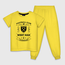 Пижама хлопковая детская West Ham: Football Club Number 1 Legendary, цвет: желтый