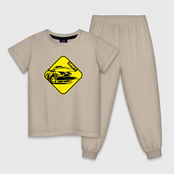 Пижама хлопковая детская Знак Дрифт желтый, цвет: миндальный