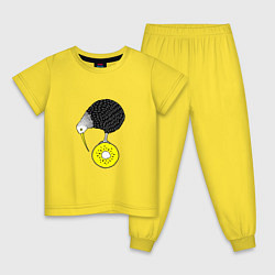 Пижама хлопковая детская KIWI BIRD, цвет: желтый
