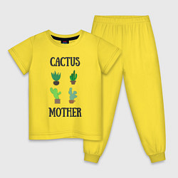 Пижама хлопковая детская Cactus Mother, Мать кактусов, цвет: желтый