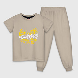 Пижама хлопковая детская CREAM Wu-Tang, цвет: миндальный