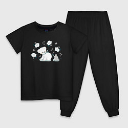 Пижама хлопковая детская Медвежонок и пингвин, цвет: черный