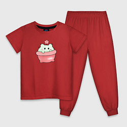 Пижама хлопковая детская Маленький кактус в горшочке, цвет: красный