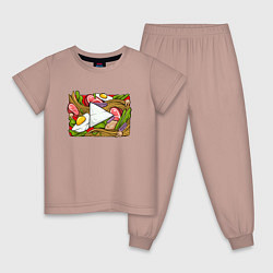 Пижама хлопковая детская Play to eat, цвет: пыльно-розовый