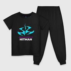 Пижама хлопковая детская Символ Hitman в неоновых цветах, цвет: черный