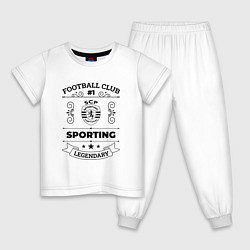 Пижама хлопковая детская Sporting: Football Club Number 1 Legendary, цвет: белый