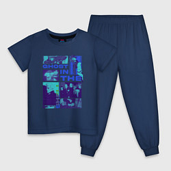 Пижама хлопковая детская Призрак в доспехах экшен, цвет: тёмно-синий