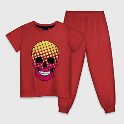Пижама хлопковая детская Pop-art skull, цвет: красный