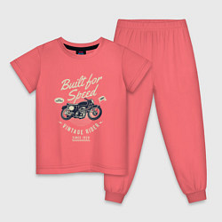 Пижама хлопковая детская Vintage Moto, цвет: коралловый