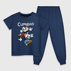 Пижама хлопковая детская Капхед - видео игра, цвет: тёмно-синий