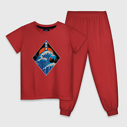 Пижама хлопковая детская Шторм на закате, цвет: красный