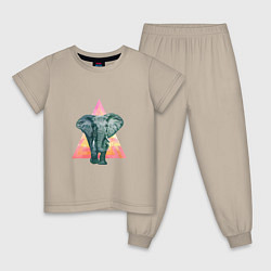 Пижама хлопковая детская Elaphant Adventure, цвет: миндальный