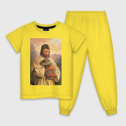 Пижама хлопковая детская Иисус и капибара, цвет: желтый