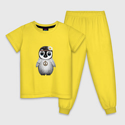 Пижама хлопковая детская Мир - Пингвин, цвет: желтый