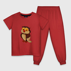 Пижама хлопковая детская Мудрая старая сова, цвет: красный
