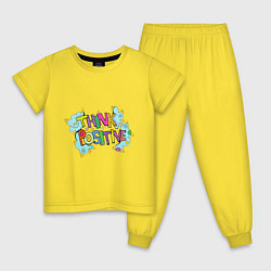 Пижама хлопковая детская Think positive phrase, цвет: желтый