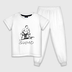 Пижама хлопковая детская Сумо минимализм, цвет: белый