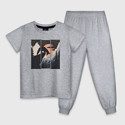 Пижама хлопковая детская Оранжевая луна и лисёнок, цвет: меланж