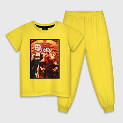 Пижама хлопковая детская Тенген и Ренгоку красивые - Клинок рассекающий дем, цвет: желтый