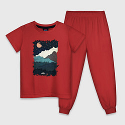 Пижама хлопковая детская Бездорожье и привал, цвет: красный
